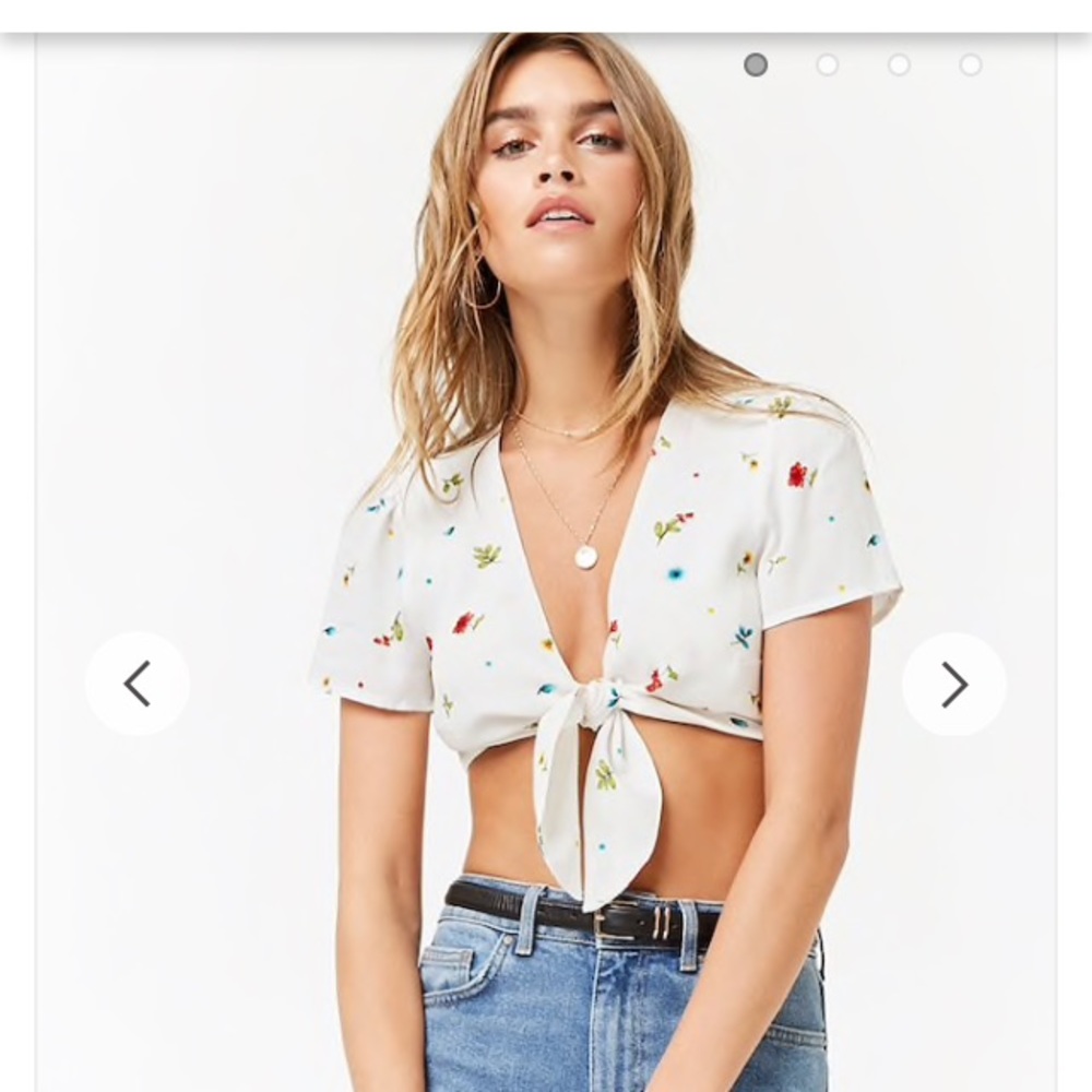 FLORAL PRINT FOREVER 21 TIE BLOUSE